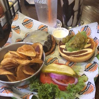 Bad Daddys Burger Bar - CANTINA Crispy black bean BURGER, house-made chips w/ranch, & Chunky Elvis milkshake. - Burgers Near Me - Chamblee, Georgia Bad Daddys Burger Bar - CANTINA Crispy black bean BURGER, house-made chips w/ranch, & Chunky Elvis milkshake. - Burgers Near Me - Chamblee, Georgia