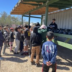 Nick, our referee, explaining rules and showing how to use guns and masks