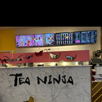 Tea Ninja - a counter with a sign that says tea ninja - Bubble Tea Near Me - Aurora, Illinois