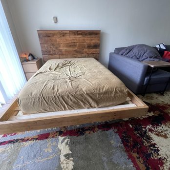 It's Not Trash - queen bed frame with patchwork headboard. Ignore the mattress I am upgrading from a full to queen - Furniture Stores Near Me - Felton, California It's Not Trash - queen bed frame with patchwork headboard. Ignore the mattress I am upgrading from a full to queen - Furniture Stores Near Me - Felton, California