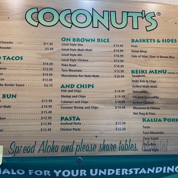 Coconuts Fish Cafe - Menu - Seafood Near Me - Kihei, Hawaii