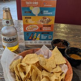 Gratis warm chips, excellent salsa warm orange and traditional  $1.99 Beer bottles Thursdays