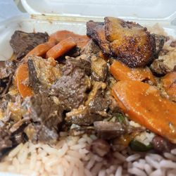 Stew beef lunch special double order of rice