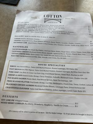 Menu photo 4 Cotton at Riverside Mill Danville, VA
