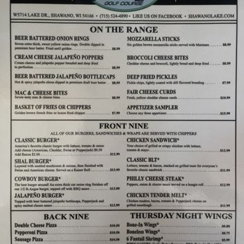 Shawano Lake Golf Course - Menu - Golf Near Me - Shawano, Wisconsin Shawano Lake Golf Course - Menu - Golf Near Me - Shawano, Wisconsin