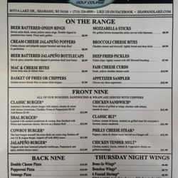 Shawano Lake Golf Course - Menu