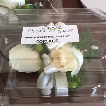 Best Wedding Flowers - Mum's corsage. They were quite heavy, so everyone wore them upside down. Still beautiful!! - Florists Near Me - Riverside, California