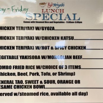 Fuji Teriyaki - menu for lunch special - Japanese Near Me - Centralia, Washington Fuji Teriyaki - menu for lunch special - Japanese Near Me - Centralia, Washington