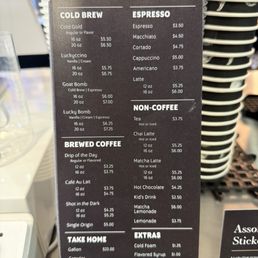 Menu as of April 2026 Menu as of April 2026
