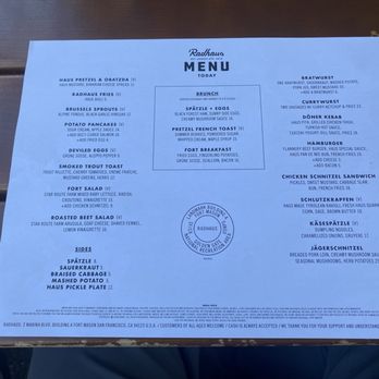 Radhaus - Food menu - German Near Me - San Francisco, California Radhaus - Food menu - German Near Me - San Francisco, California