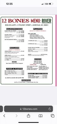 Menu photo 1 12 Bones Smokehouse RIVER Asheville, NC