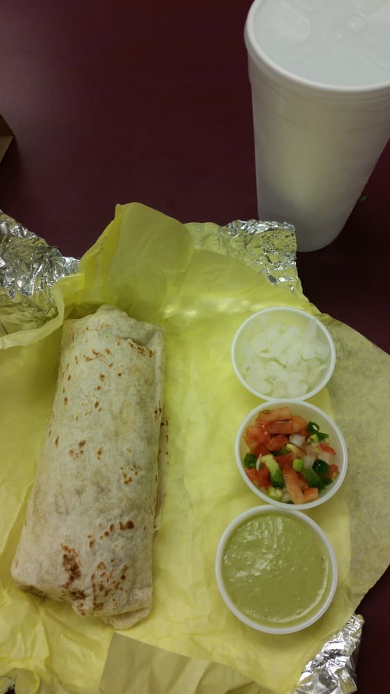 10 inch breakfast burrito with eggs, sausage, cheese and refried beans