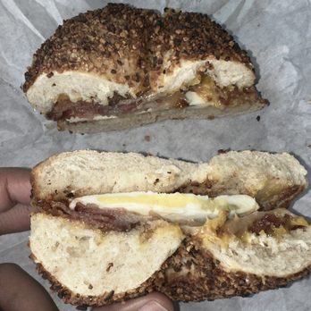 NY Bagel & Deli - Dry BEC on a overly toasted garlic bagel - Breakfast & Brunch Near Me - Orlando, Florida NY Bagel & Deli - Dry BEC on a overly toasted garlic bagel - Breakfast & Brunch Near Me - Orlando, Florida