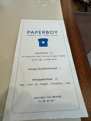 Menu photo 2 Paperboy Denver Denver, CO Menu photo 2 Paperboy Denver Denver, CO