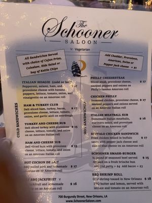 Menu photo 2 The Schooner Saloon New Orleans, LA