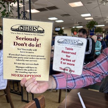 Chris' Poboys -  sign that reads seriously don't do - Sandwiches Near Me - Lafayette, Louisiana