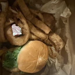 Western burger +onion rings Western burger +onion rings