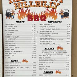 Kentucky Hillbilly BBQ - The menu
