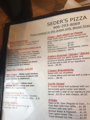 Menu photo 6 Seder's Pizza Newberry, MI Menu photo 6 Seder's Pizza Newberry, MI