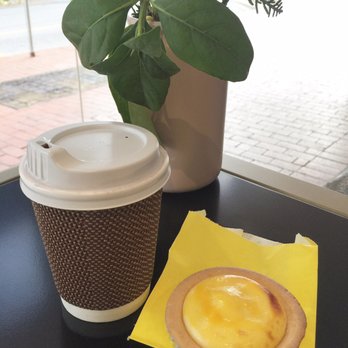 Hokkaido Cheese Tart - Hokkaido tart with a cup of hot chocolate. Yum! - Bakeries Near Me - Melbourne, VIC