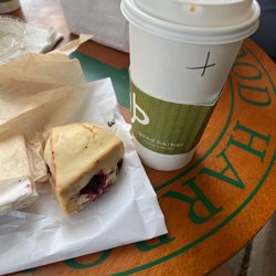 Good Harbor Coffee & Bakery - Lime Blackberry scone with 20oz hot brewed coffee