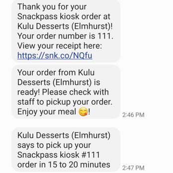 Kulu Desserts - Text receipt upon ordering at kiosk - Desserts Near Me - Elmhurst, New York Kulu Desserts - Text receipt upon ordering at kiosk - Desserts Near Me - Elmhurst, New York