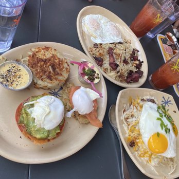 Snooze, an A.M. Eatery - Benedicts (lox and the avocado one), corned beef hash, and the hash brown dish - Breakfast & Brunch Near Me - Denver, Colorado Snooze, an A.M. Eatery - Benedicts (lox and the avocado one), corned beef hash, and the hash brown dish - Breakfast & Brunch Near Me - Denver, Colorado
