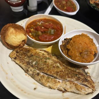 Page's Okra Grill - Grilled Sea Bass and 2 sides - Southern Near Me - Summerville, South Carolina