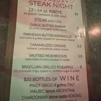 Around the Corner - Thursday Steak night Menu December 2023 - Breakfast & Brunch Near Me - Houston, Texas Around the Corner - Thursday Steak night Menu December 2023 - Breakfast & Brunch Near Me - Houston, Texas