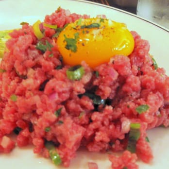 Woodberry Kitchen - Liberty Delight Steak Tartare (with raw egg yolk, scallion, red onion, basil mayo) - American Near Me - Baltimore, Maryland Woodberry Kitchen - Liberty Delight Steak Tartare (with raw egg yolk, scallion, red onion, basil mayo) - American Near Me - Baltimore, Maryland