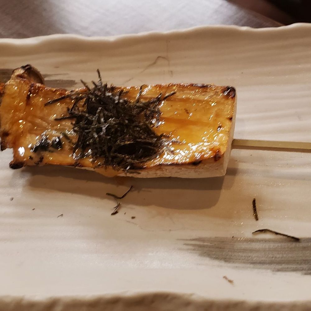 Edoko Omakase - Robata (fireside-cooking) King Trumpet $3 a piece ingredients: sweet miso glazed king trumpet mushroom, truffle oil, kizami nori - Sushi Bars Near Me - Irving, Texas Edoko Omakase - Robata (fireside-cooking) King Trumpet $3 a piece ingredients: sweet miso glazed king trumpet mushroom, truffle oil, kizami nori - Sushi Bars Near Me - Irving, Texas