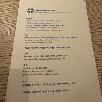 MĀZE - Menu experience - New American Near Me - Honolulu, Hawaii