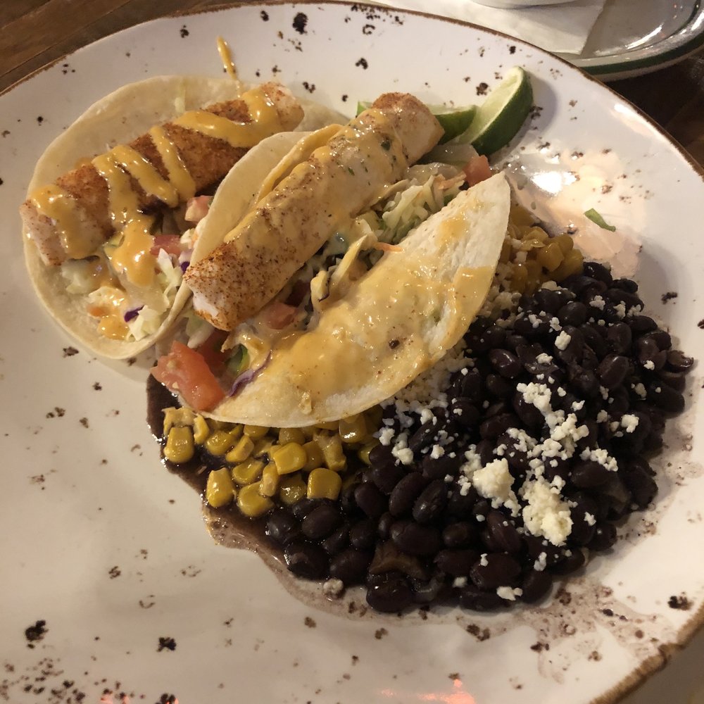 Table Mesa - Mahi mahi tacos with street corn and Cuban black beans - Latin American Near Me - Bentonville, Arkansas Table Mesa - Mahi mahi tacos with street corn and Cuban black beans - Latin American Near Me - Bentonville, Arkansas