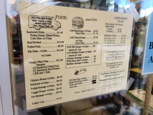 Menu photo 1 Al's Pits Barbecue Grant, CO