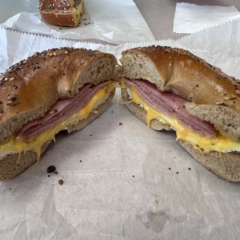 New York Bagel and Deli - Everything whole wheat with Taylor ham, egg & cheese- yum! - Delis Near Me - Cary, North Carolina