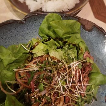 Sugarcane - chicken thigh gem lettuce wrap, sweet soy, choice of jasmine rice or side - Cocktail Bars Near Me - Las Vegas, Nevada Sugarcane - chicken thigh gem lettuce wrap, sweet soy, choice of jasmine rice or side - Cocktail Bars Near Me - Las Vegas, Nevada