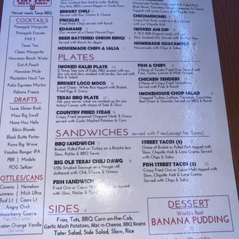 TEX 808 BBQ & Brews - Menu - Barbeque Near Me - Honolulu, Hawaii