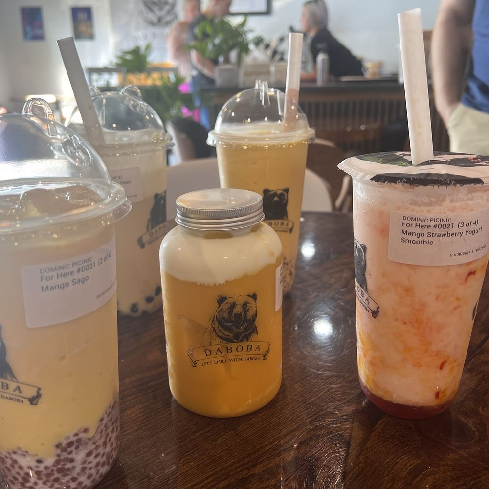 Daboba - Have a good drink for weekend. I discover more new things today. Special Mango Frappe, Mango Sago, Mango Strawberry yogurt. - Bubble Tea Near Me - Everett, Washington