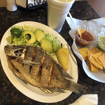 Antojitos Mexicanos - Fish! Yes, please. I ordered it just the way I like it...just the fish and side salad without rice or beans & tortillas.  Thank you. - Mexican Near Me - Perris, California