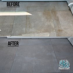 Fresh Start Pressure Washing - Back patio before and after a Fresh Start