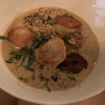 Mercantile - Pan Roasted Diver Scallops with Thai Curry - New American Near Me - Denver, Colorado Mercantile - Pan Roasted Diver Scallops with Thai Curry - New American Near Me - Denver, Colorado
