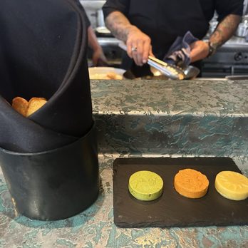 Coyote Cafe - Complementary corn bread with infused butter - New American Near Me - Santa Fe, New Mexico