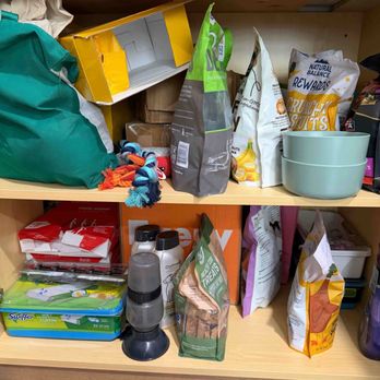 Home Neat Home - Before: a disarray of pet items and cleaning supplies. - Home Organization Near Me Home Neat Home - Before: a disarray of pet items and cleaning supplies. - Home Organization Near Me