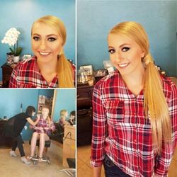 Tracy Carroll Salon - A makeover for prom with airbrush makeup by Diana and a hair extension style by Angela