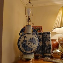 Lightkeepers Lamp Repairs - Japanese porcelain decanter converted into a lamp