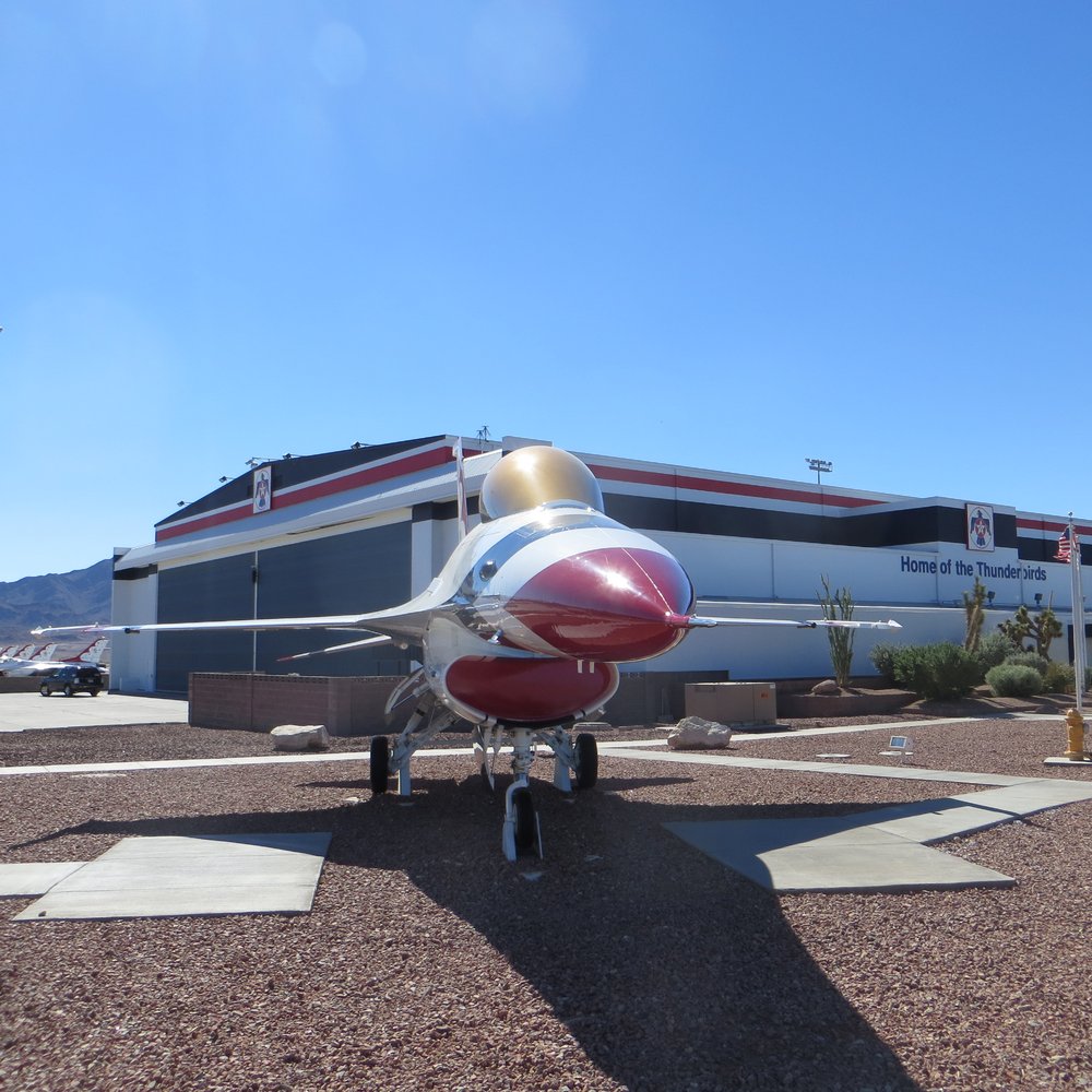 Outside the U.S. Air Force Thunderbirds Squadron.