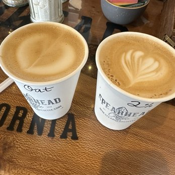 Spearhead Coffee - Oat milk Latte and 2% Latte - Coffee & Tea Near Me - Paso Robles, California