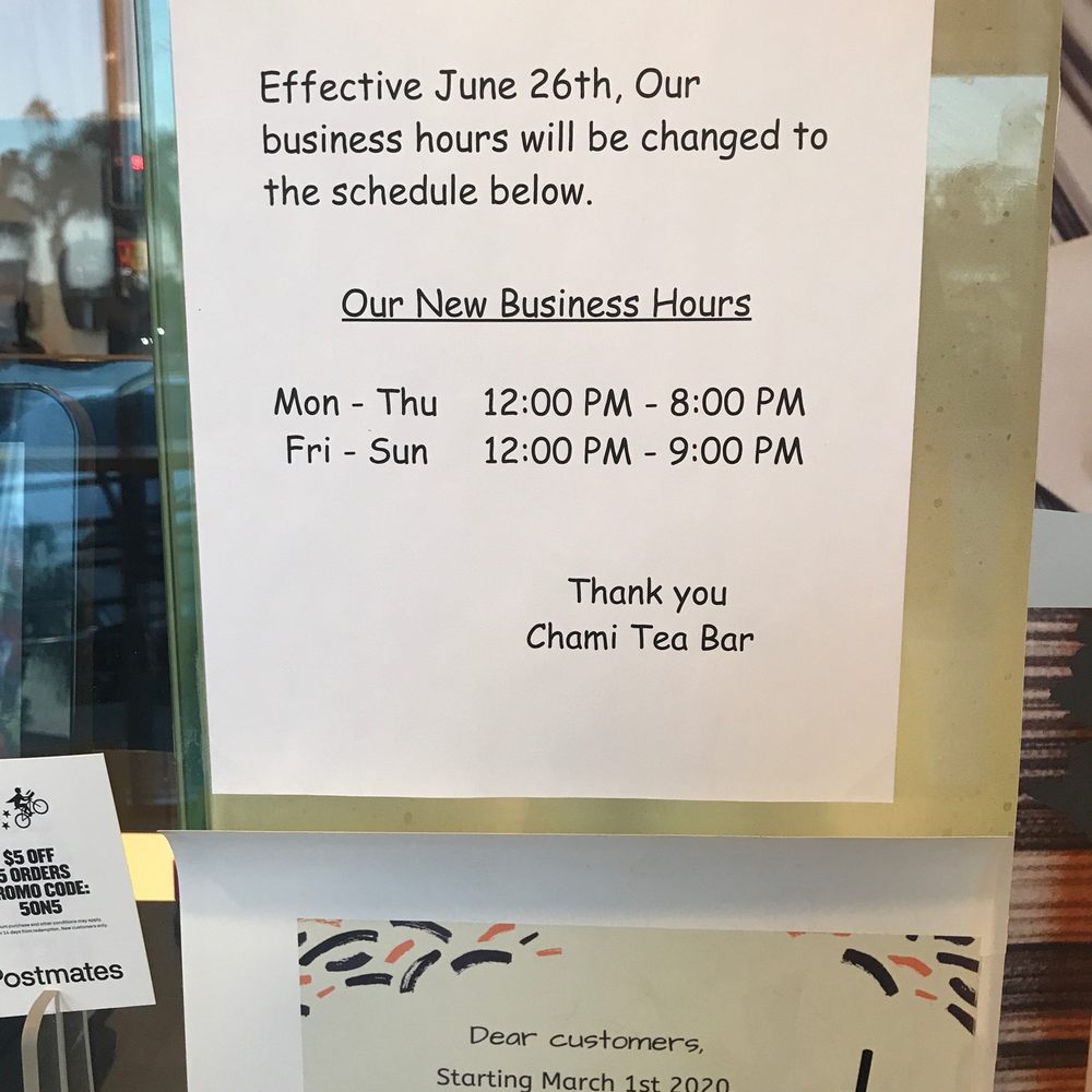 Chami Tea Bar - Pre-COVID hours are back! - Bubble Tea Near Me - Whittier, California