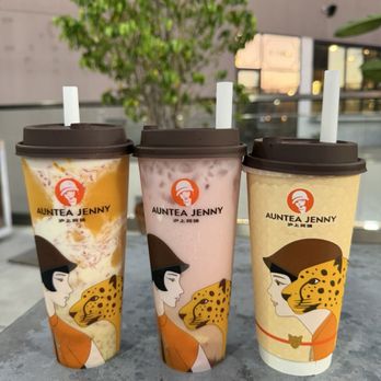 Auntea Jenny - Classic mango pomelo sago, Strawberry jasmine fresh milk tea daifuku, Premium jasmine tea latte with grain tea jelly - Bubble Tea Near Me - Buena Park, California