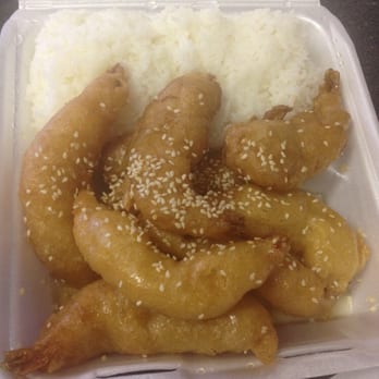 Fortune Restaurant - Lunch: Honey Garlic Shrimp with white rice - Chinese Near Me - Laud Lakes, Florida